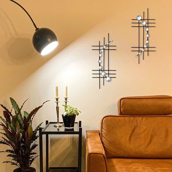 2 Set Bling Metal Wall Art Jeweled Crystal Hang Wall Decor Rhinestone Diamond🤎
